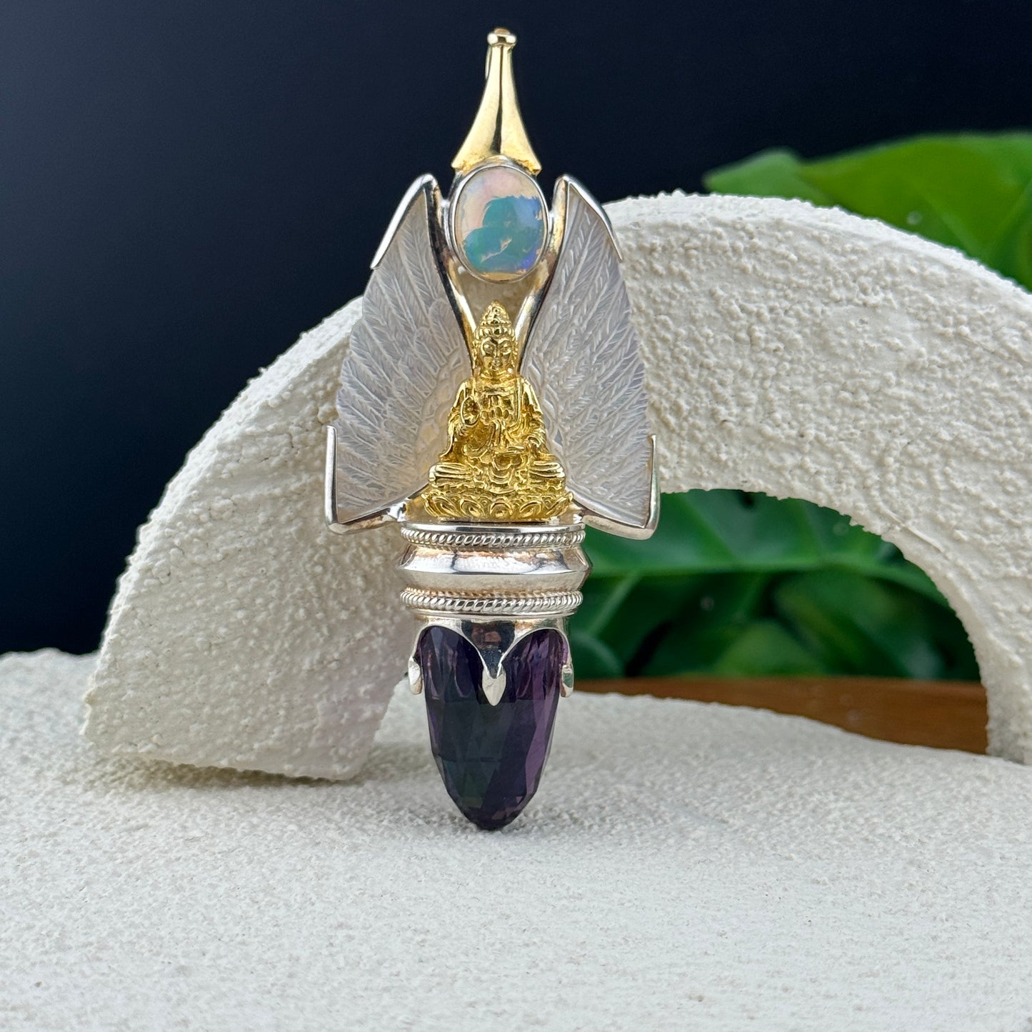 Gotland Mother-of-Pearl Wings and Amethyst Pendant