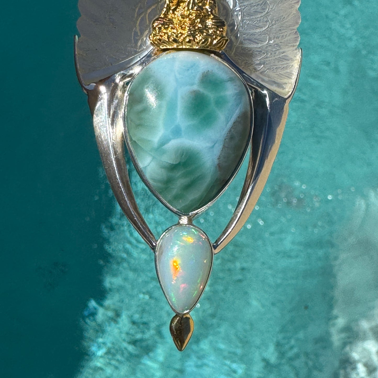 Gotland Larimar S925 and 14k Gold Plated Pendant