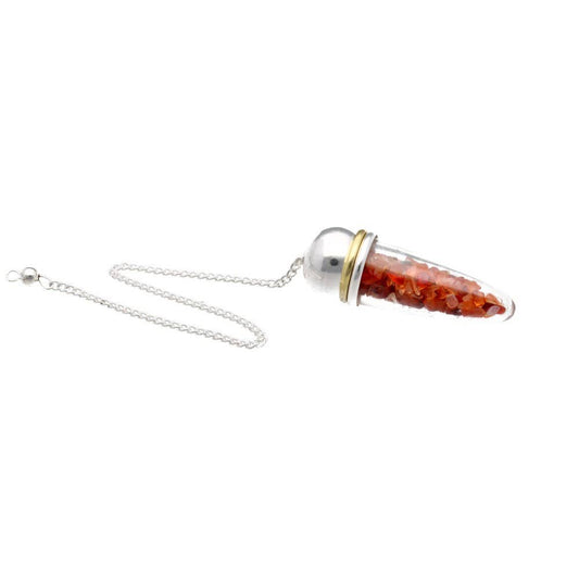 Carnelian Drop Pendulum with Metallic Witness