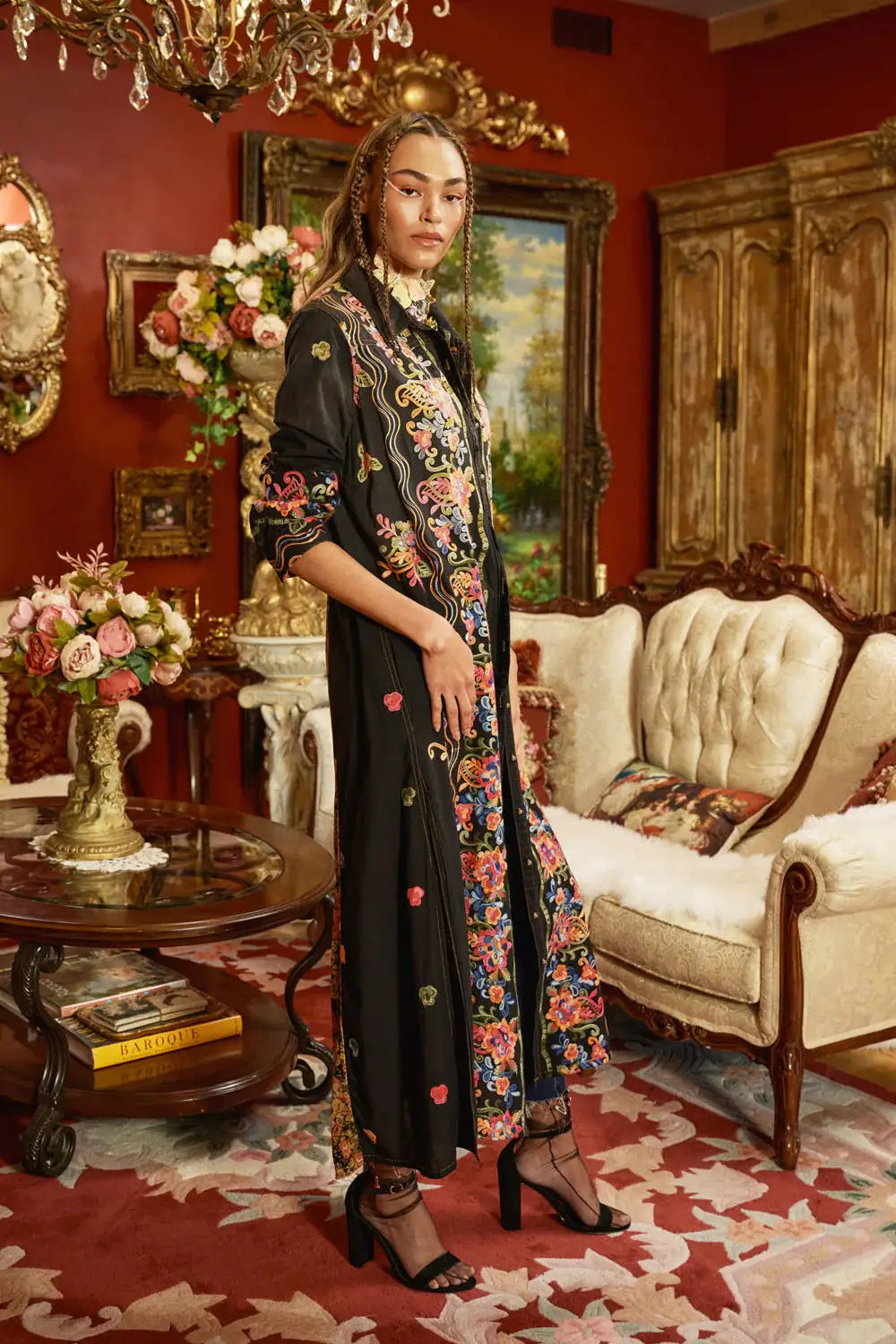 Meadow of Flowers Embroidered Duster - Large