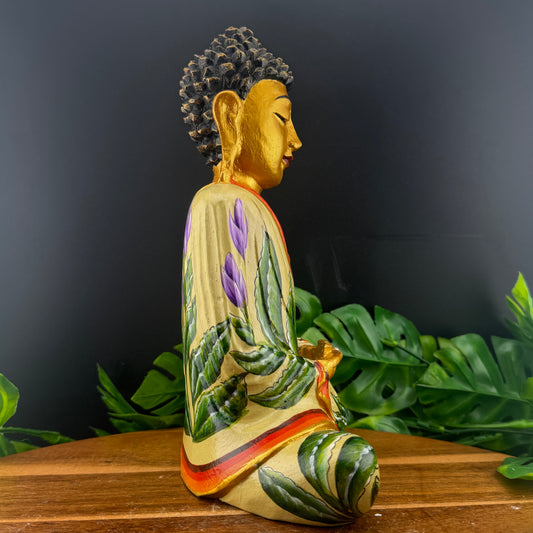Hand-Painted Wooden Hindu Buddha