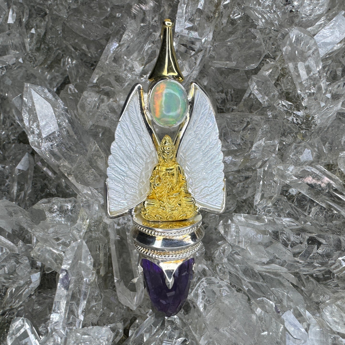 Gotland Mother-of-Pearl Wings and Amethyst Pendant