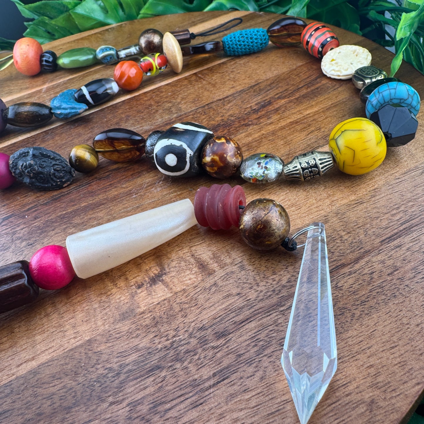 Vintage Bead, Wood and Crystal Garland