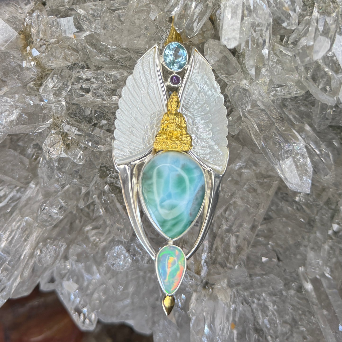 Gotland Larimar S925 and 14k Gold Plated Pendant