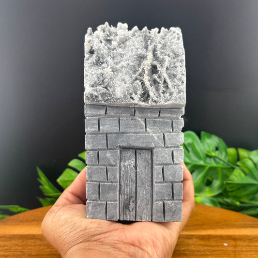 Needle Quartz Cluster in Matrix House Carving