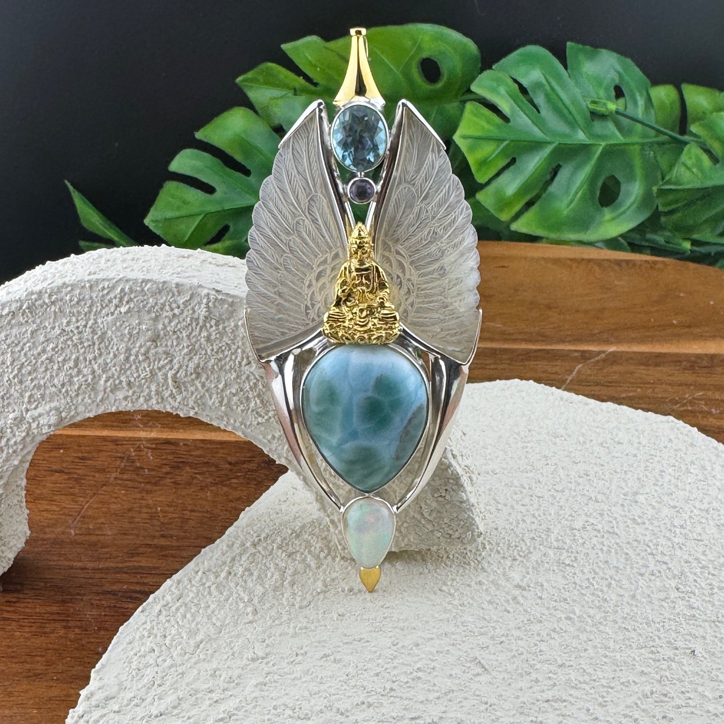 Gotland Larimar S925 and 14k Gold Plated Pendant