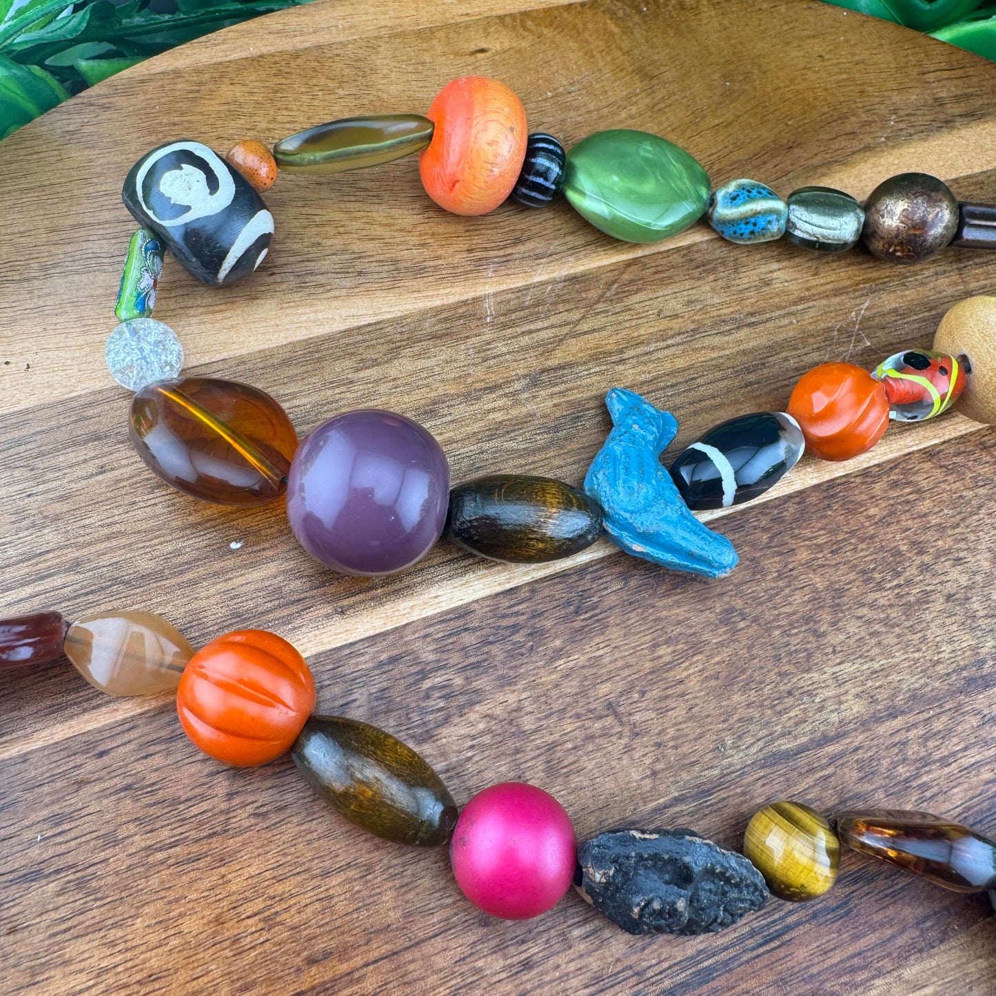 Vintage Bead, Wood and Crystal Garland