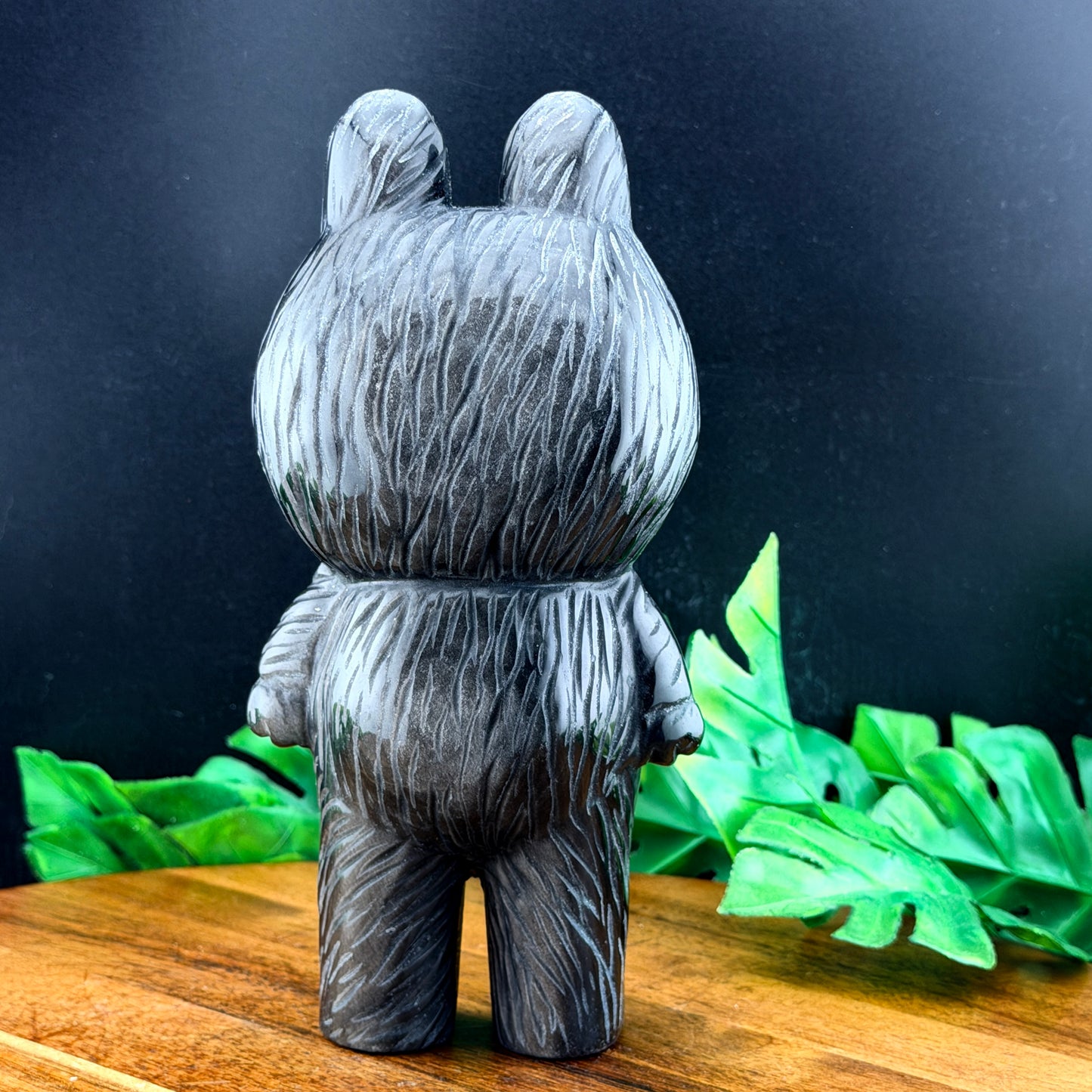 XL Silver Sheen Obsidian Labubu Carving
