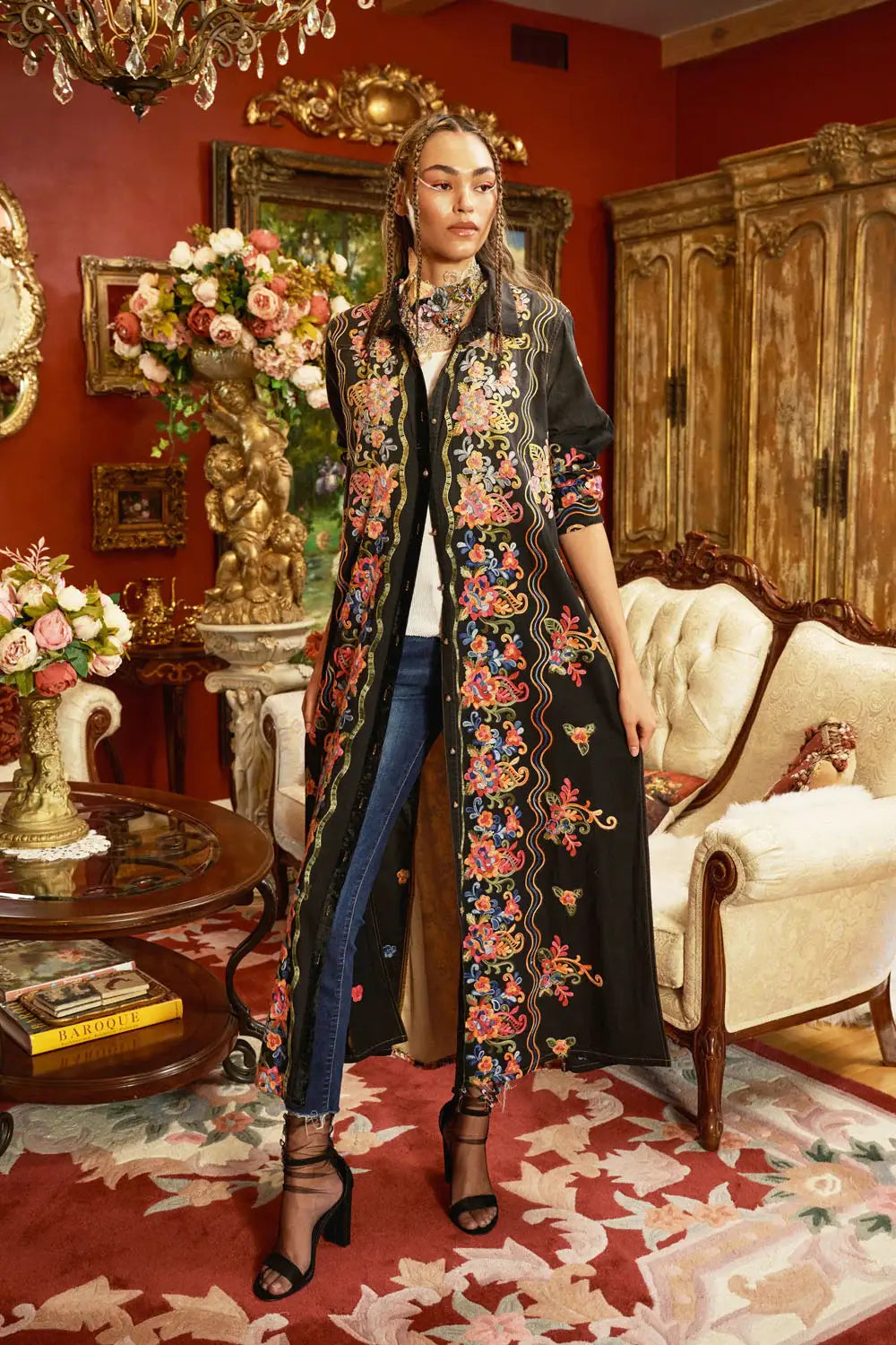 Meadow of Flowers Embroidered Duster - Large