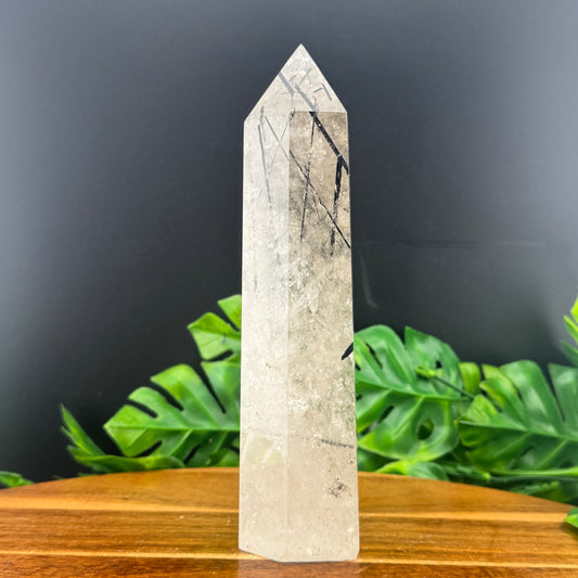 Black Tourmaline in Smoky Quartz Tower