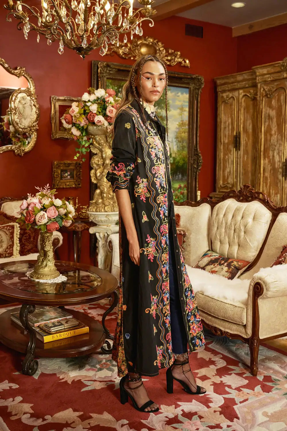 Meadow of Flowers Embroidered Duster - Large