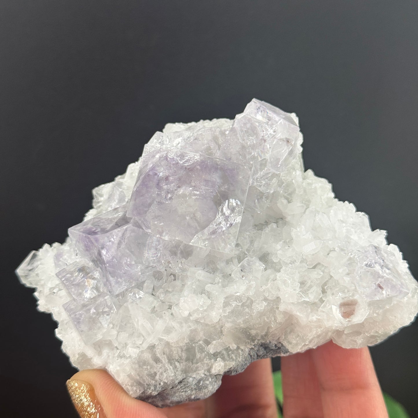 Lavender Cubic Fluorite on Quartz