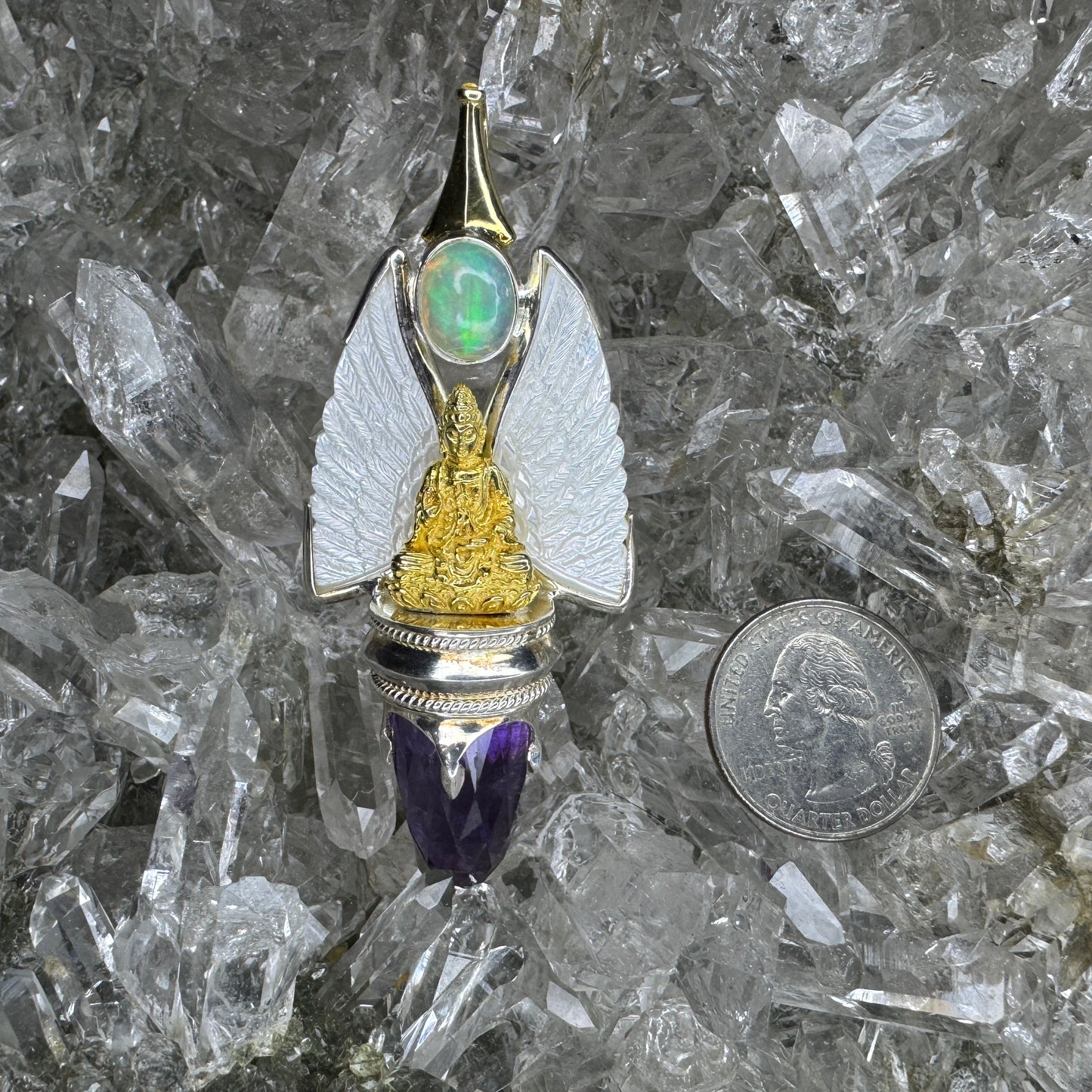 Gotland Mother-of-Pearl Wings and Amethyst Pendant