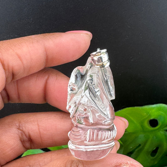 Clear Quartz Ganesh Pendant