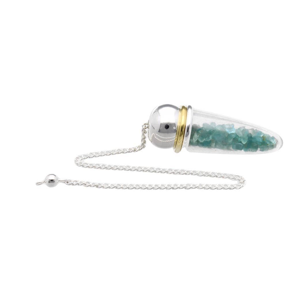 Pendulum Drop of Aquamarine, Resin and Orgonite Metallic Witness
