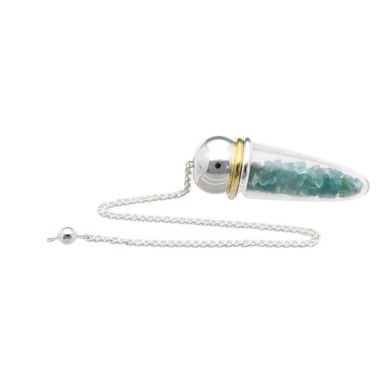 Pendulum Drop of Aquamarine, Resin and Orgonite Metallic Witness