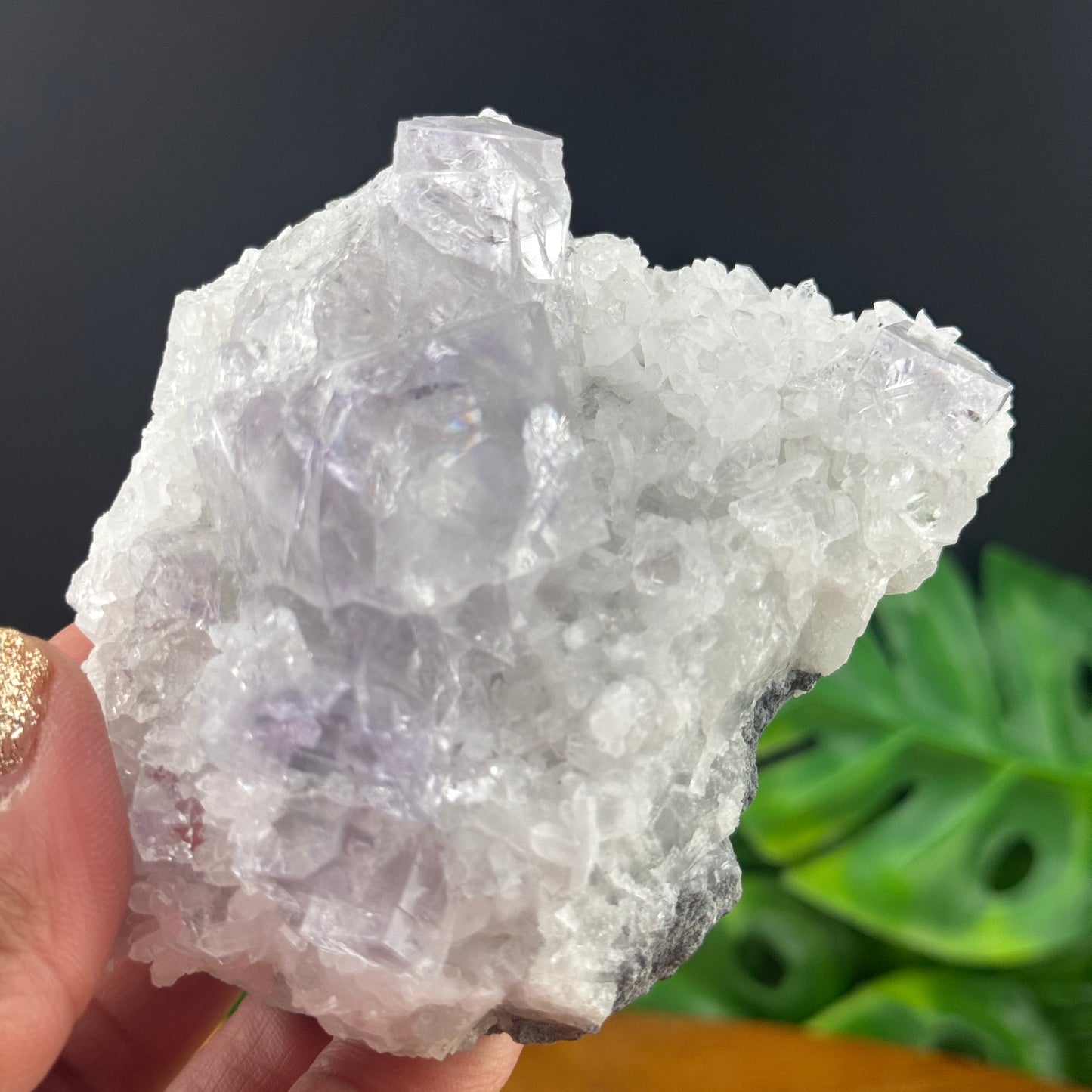Lavender Cubic Fluorite on Quartz