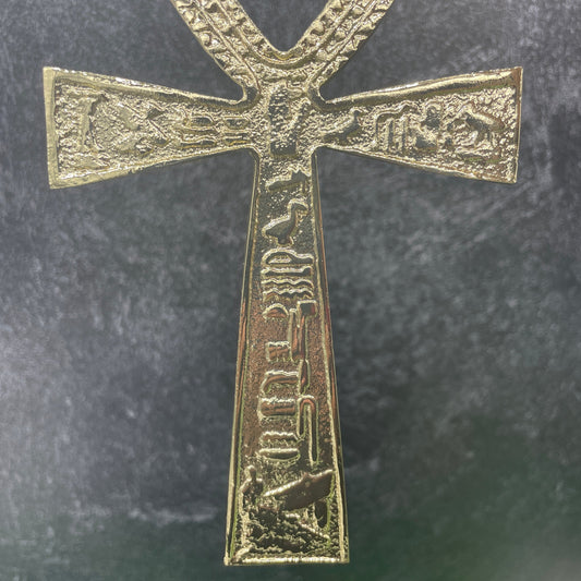 Gold Etched Looped Ankh