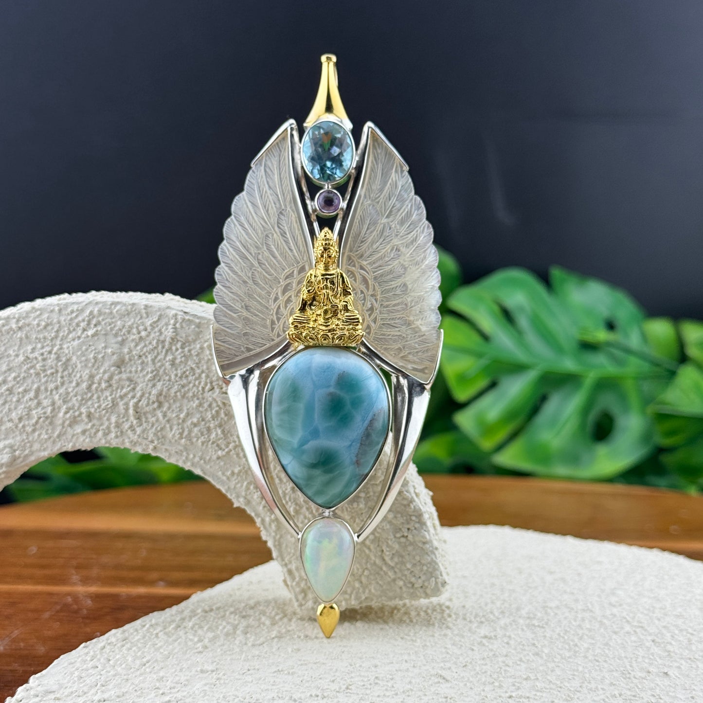 Gotland Larimar S925 and 14k Gold Plated Pendant