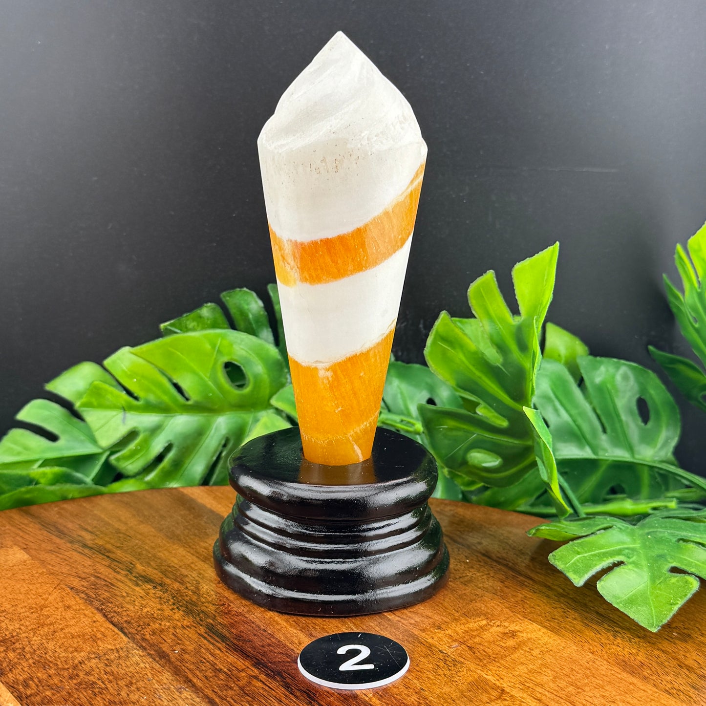 Orange Calcite Ice Cream Cone with stand