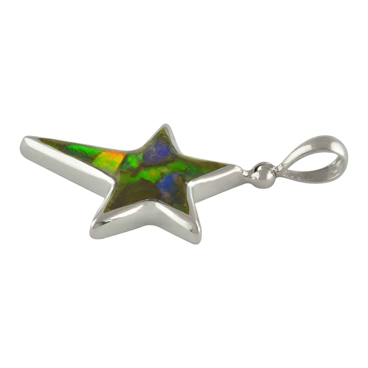 Starborn Ammolite 5-Point Rising Star Pendant in Sterling Silver