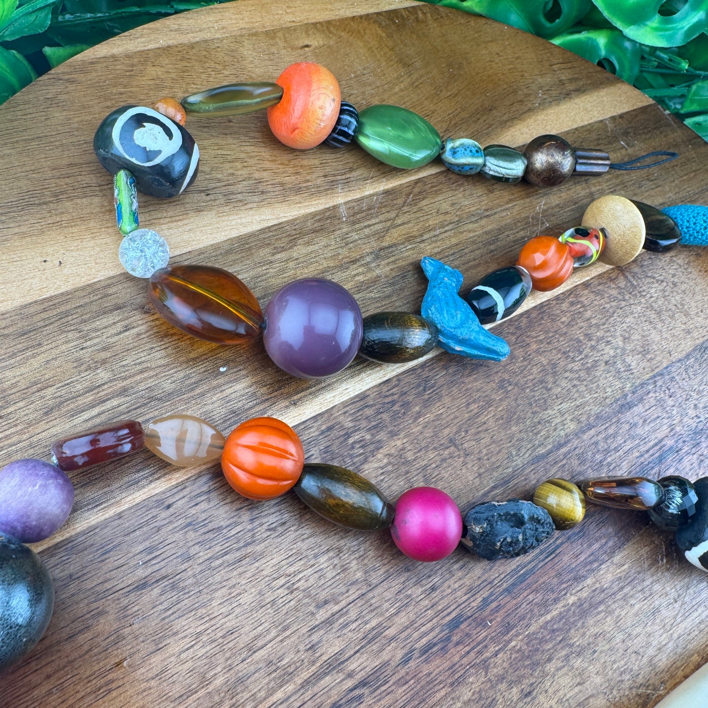 Vintage Bead, Wood and Crystal Garland
