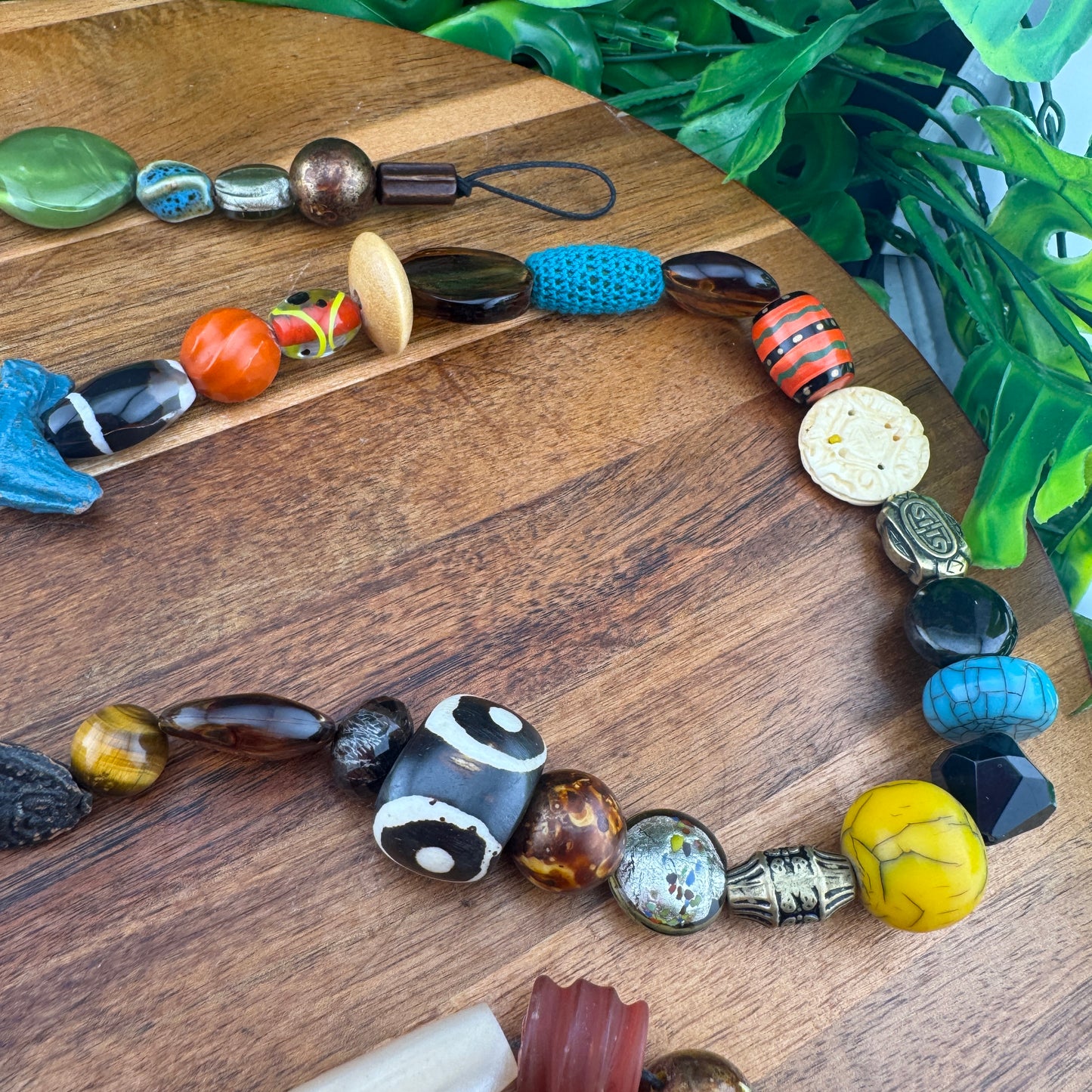 Vintage Bead, Wood and Crystal Garland