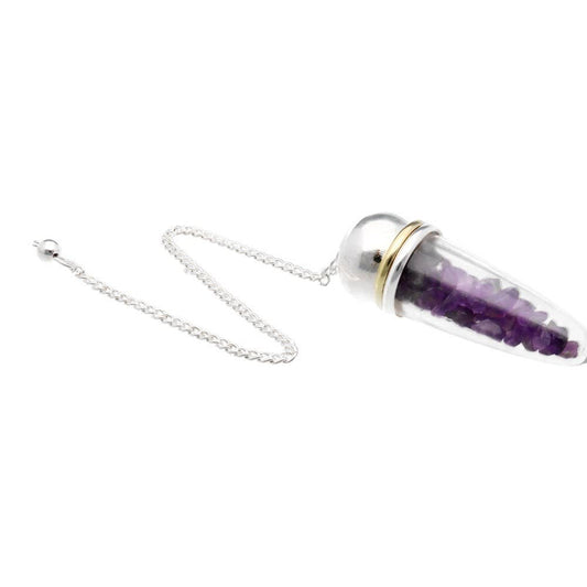 Pendulum Drop of Amethyst, Resin and Orgonite Metallic Witness