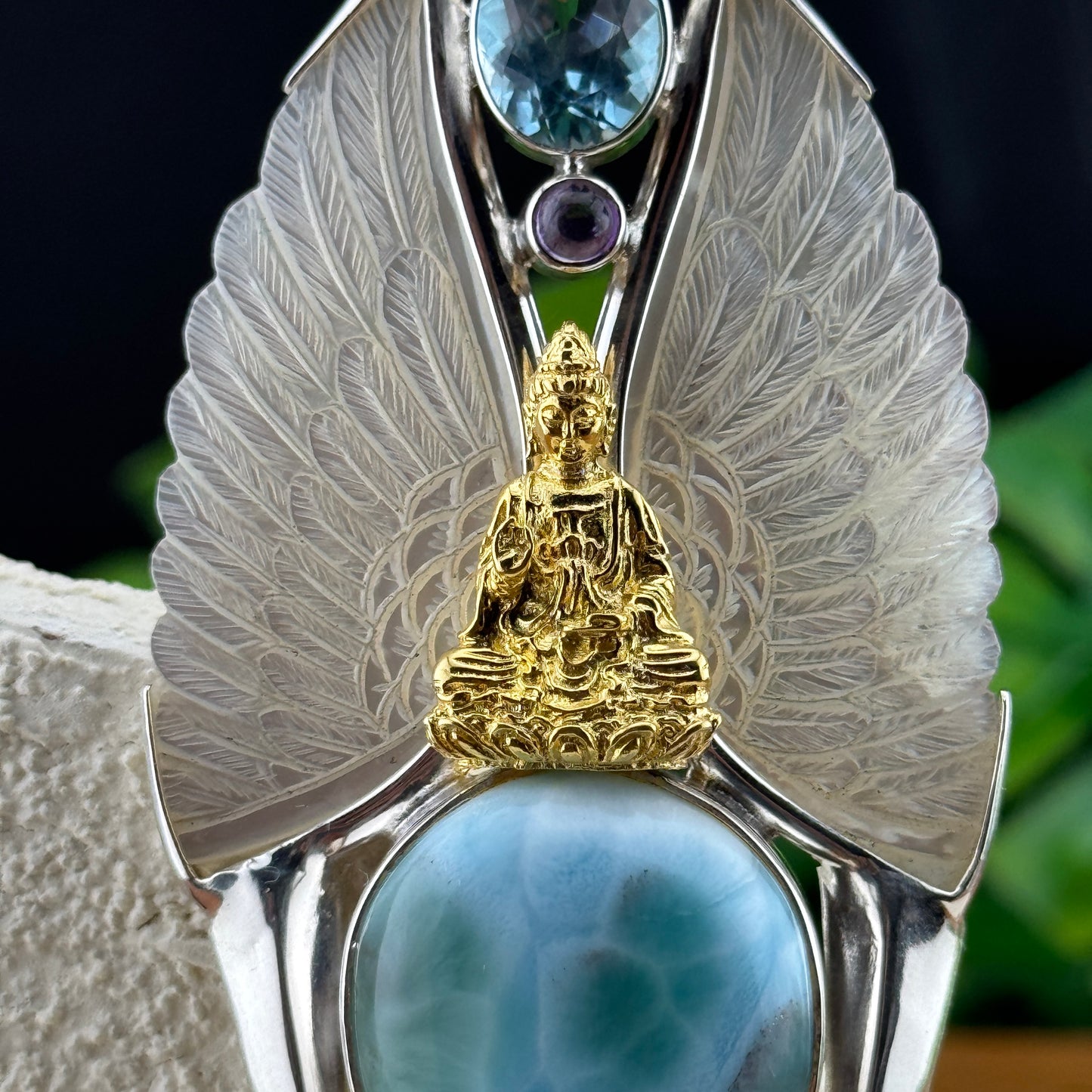 Gotland Larimar S925 and 14k Gold Plated Pendant