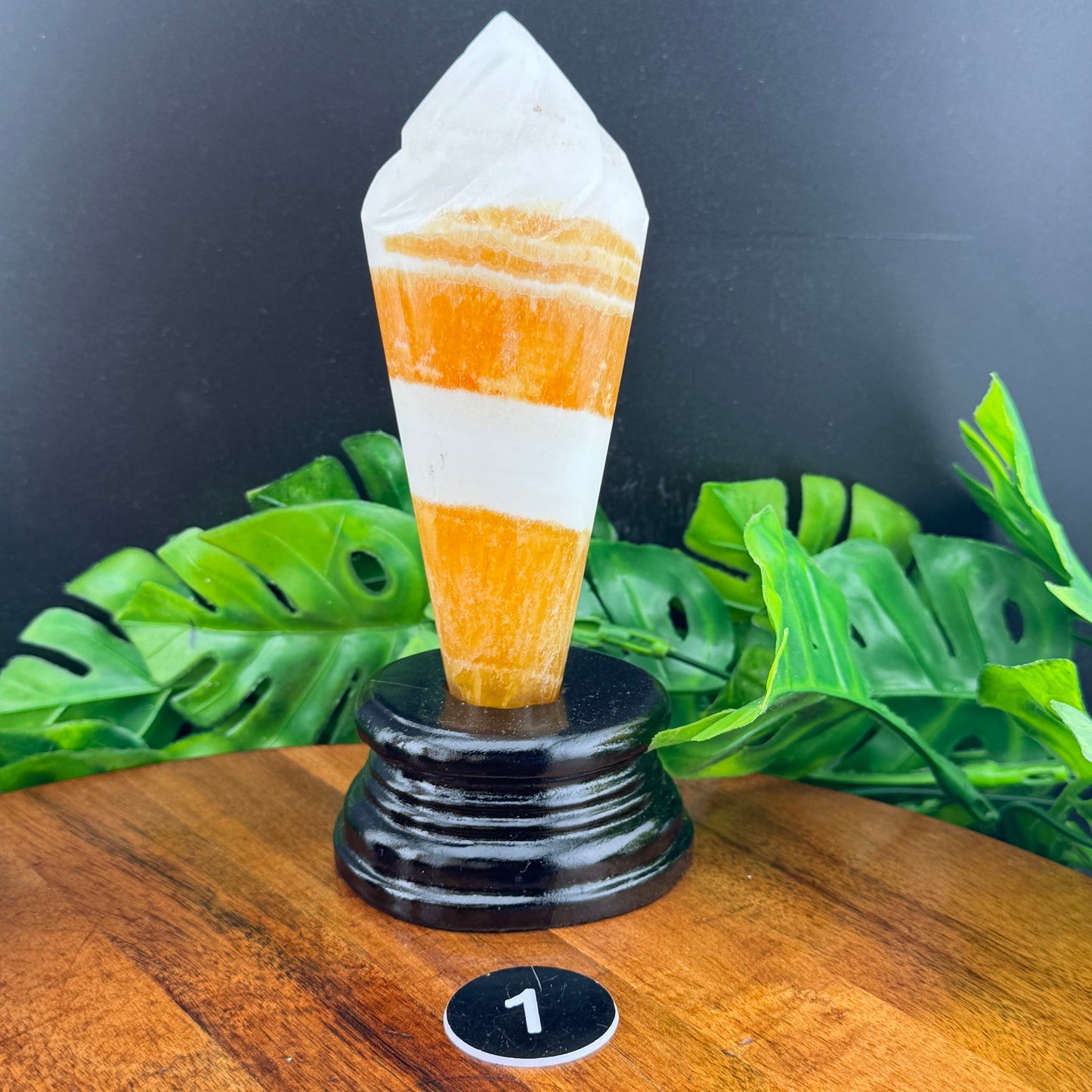 Orange Calcite Ice Cream Cone with stand