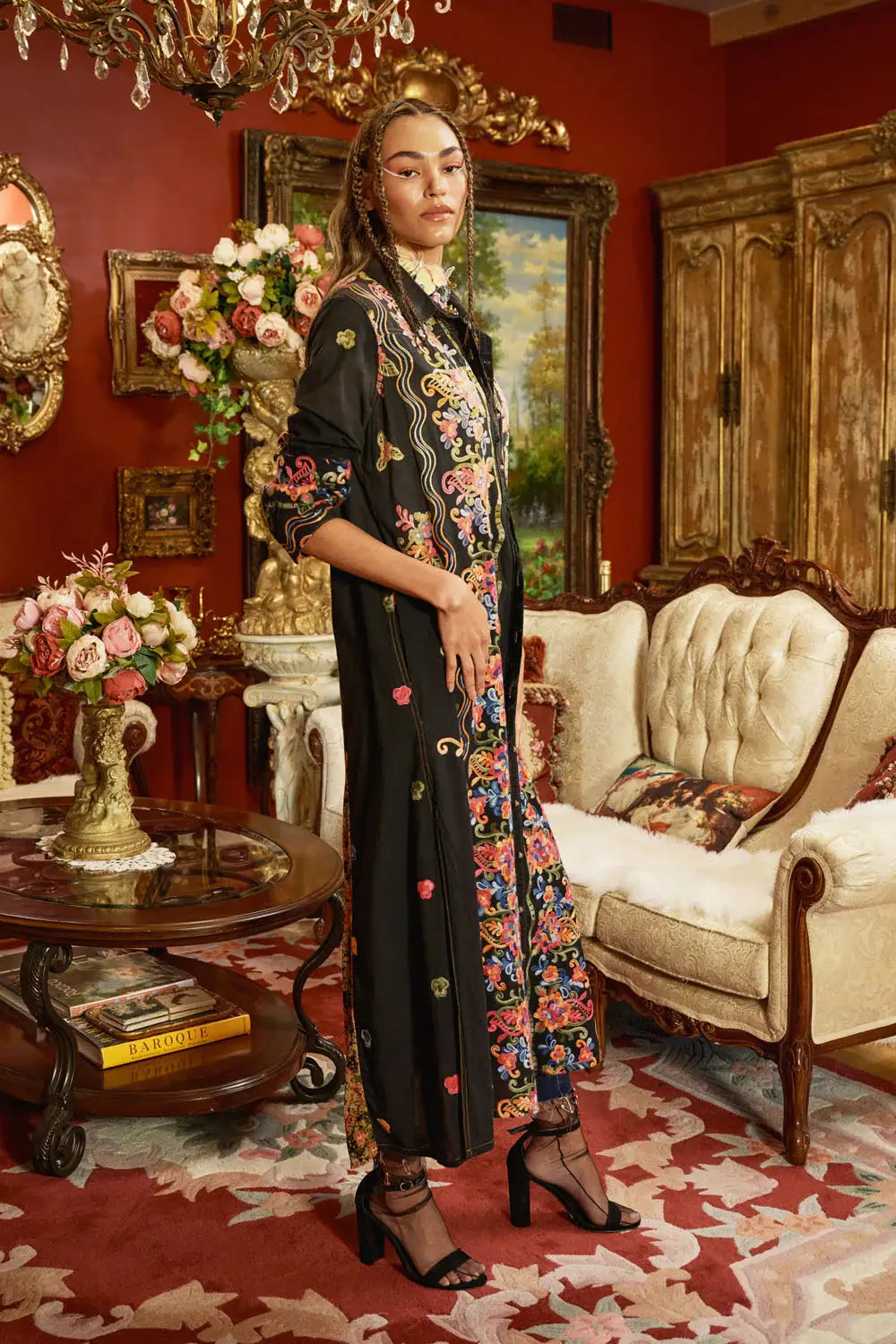 Meadow of Flowers Embroidered Duster - Large