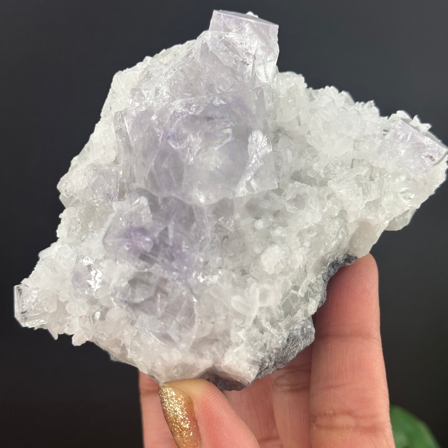 Lavender Cubic Fluorite on Quartz