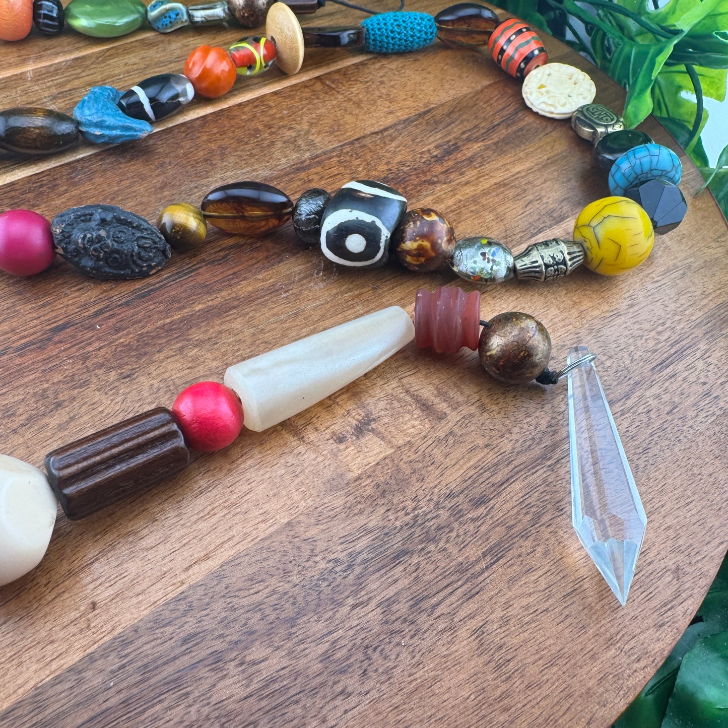 Vintage Bead, Wood and Crystal Garland