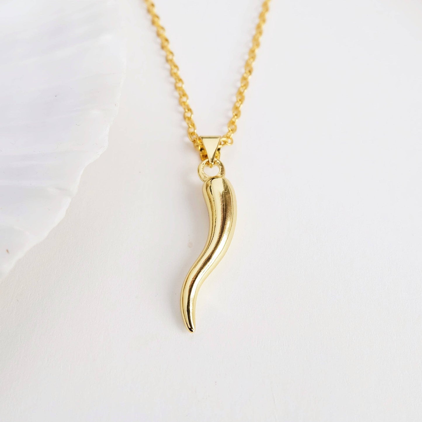 Cornicello Horn Of Plenty Charm Necklace: 16 - 18 inches