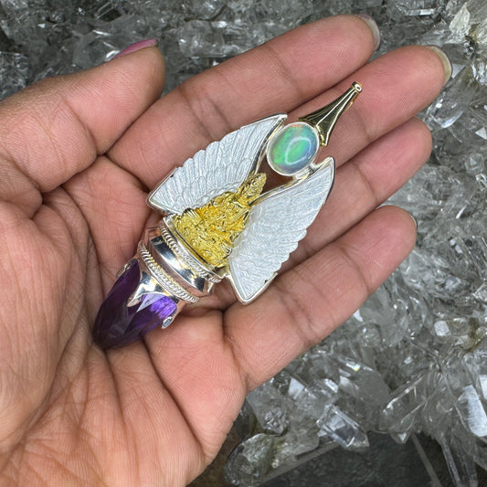 Gotland Mother-of-Pearl Wings and Amethyst Pendant