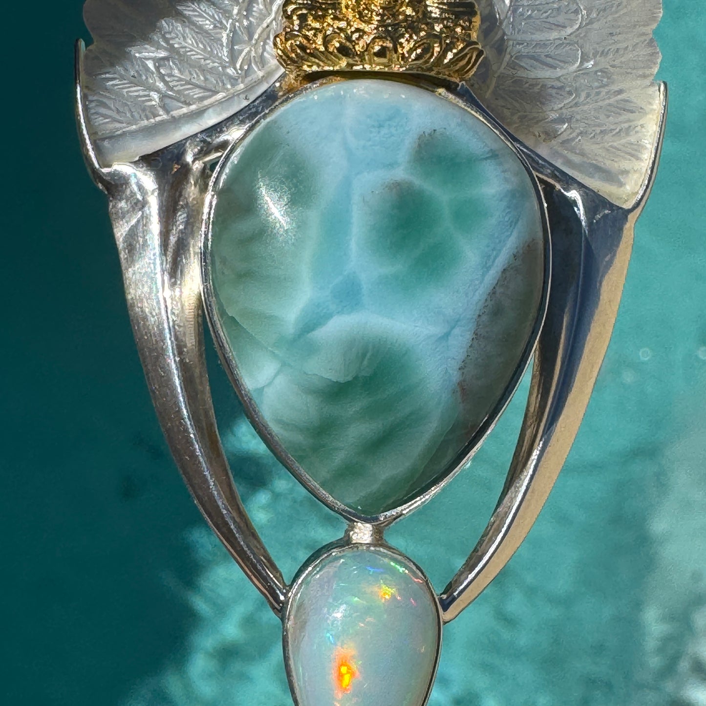Gotland Larimar S925 and 14k Gold Plated Pendant