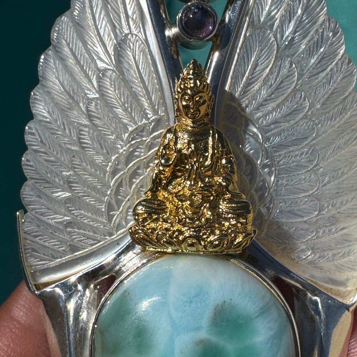 Gotland Larimar S925 and 14k Gold Plated Pendant