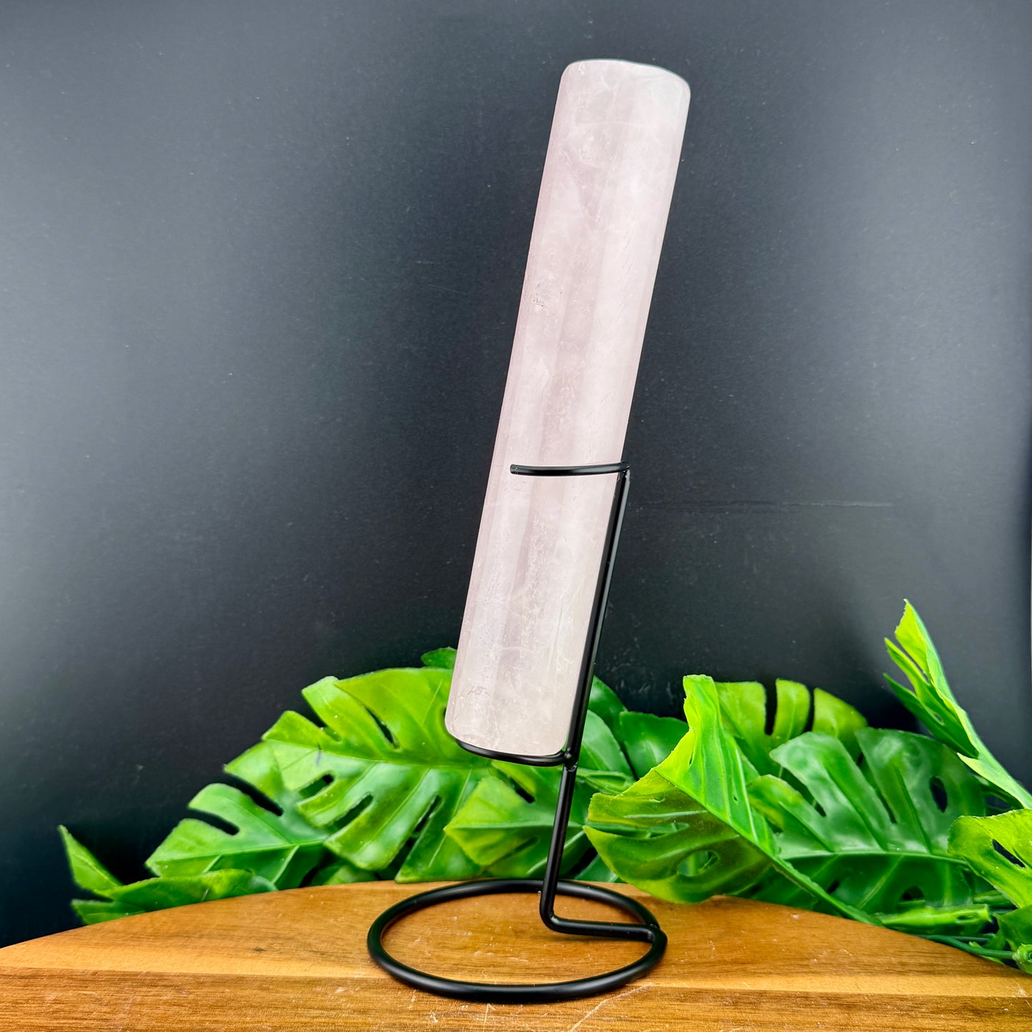 Rose Quartz Cylinder Wand with Stand