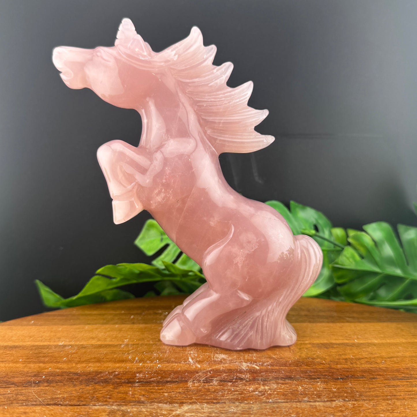 Gemmy Rose Quartz Unicorn Carving