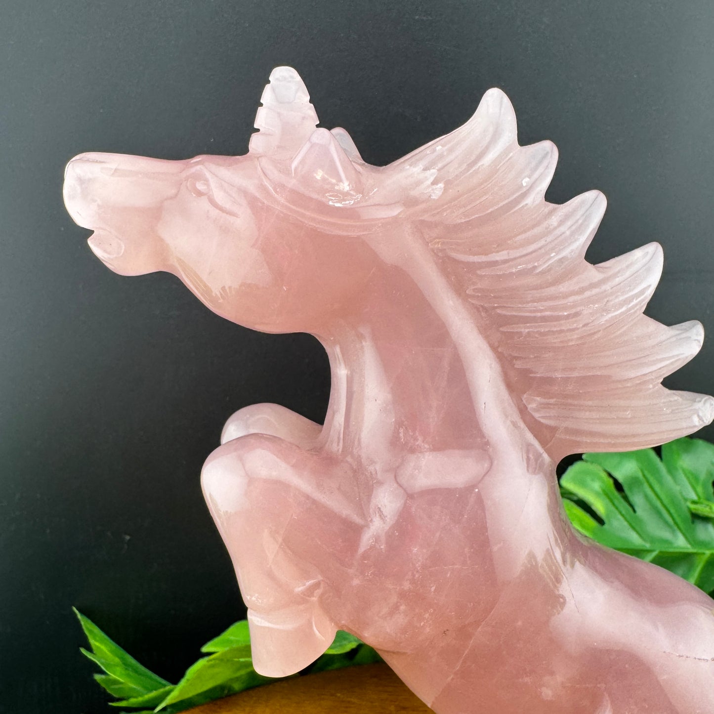 Gemmy Rose Quartz Unicorn Carving