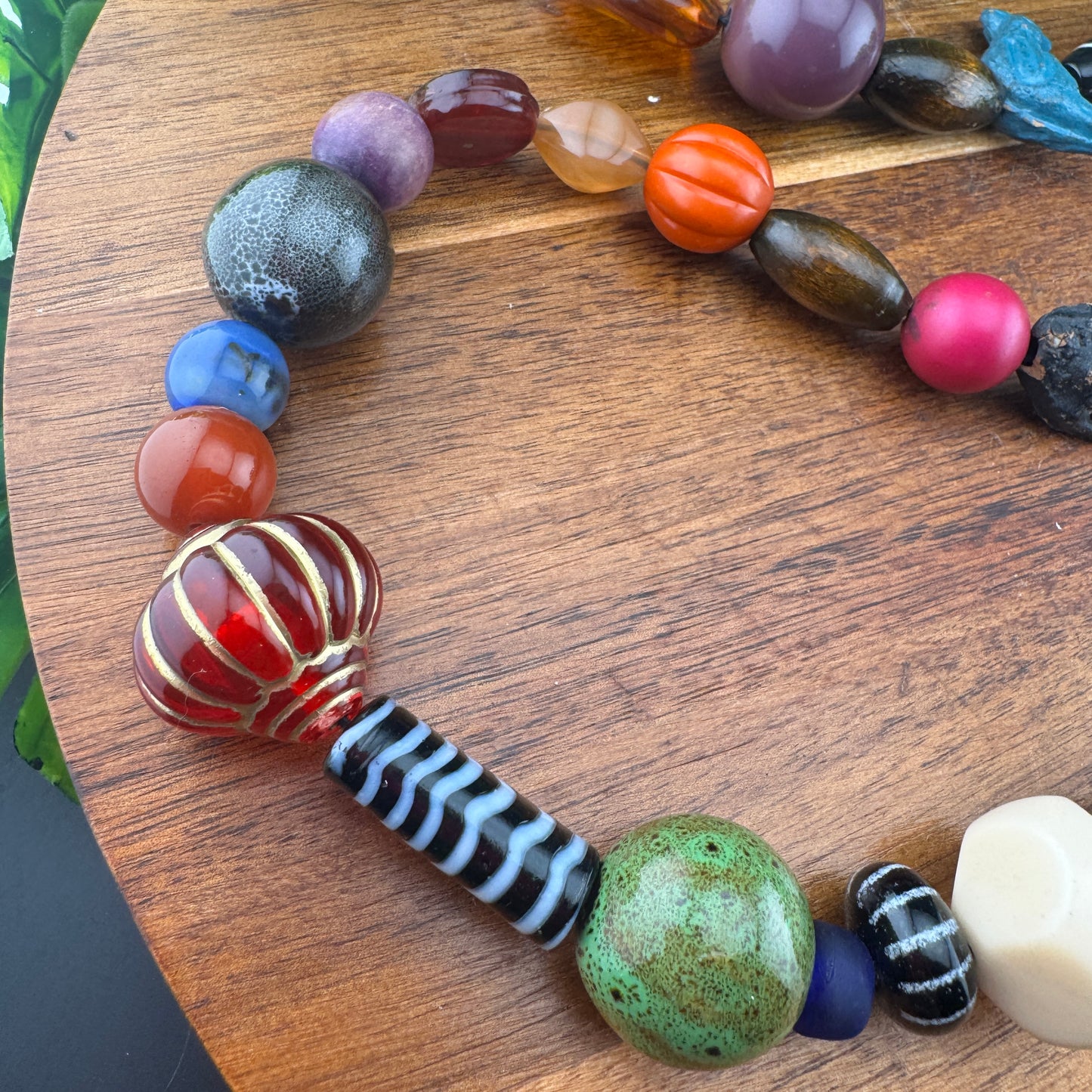Vintage Bead, Wood and Crystal Garland