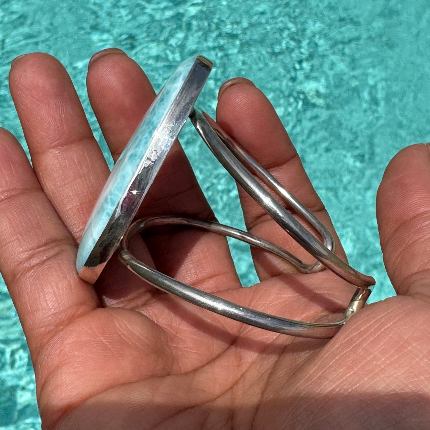 Sterling Silver Larimar Bangle