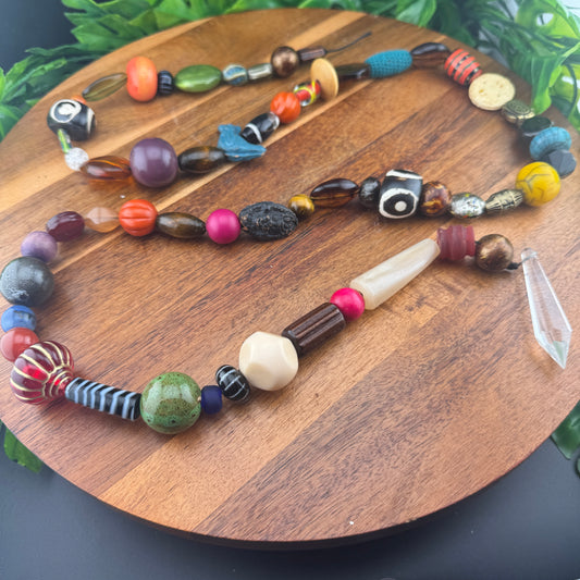 Vintage Bead, Wood and Crystal Garland