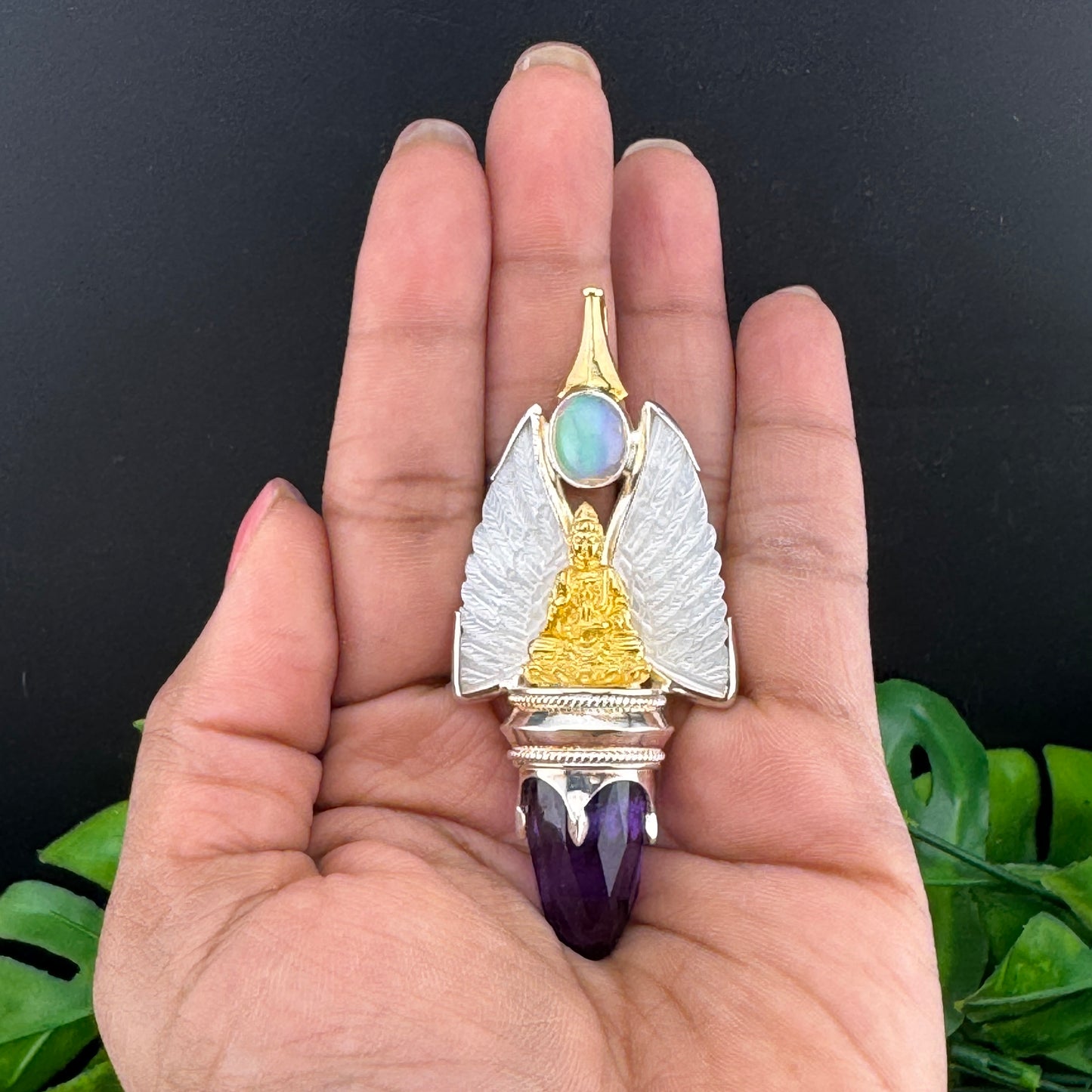 Gotland Mother-of-Pearl Wings and Amethyst Pendant