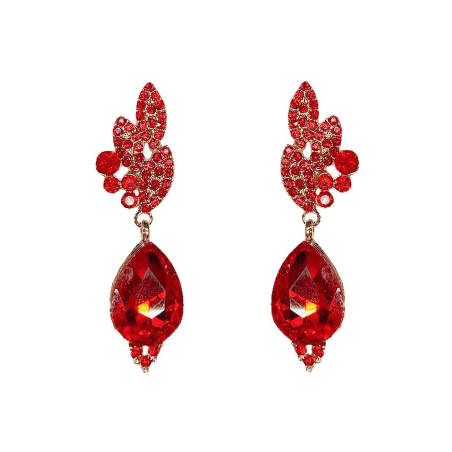 Rhinestone Cluster Teardrop Gem Evening Earrings: Royal Blue