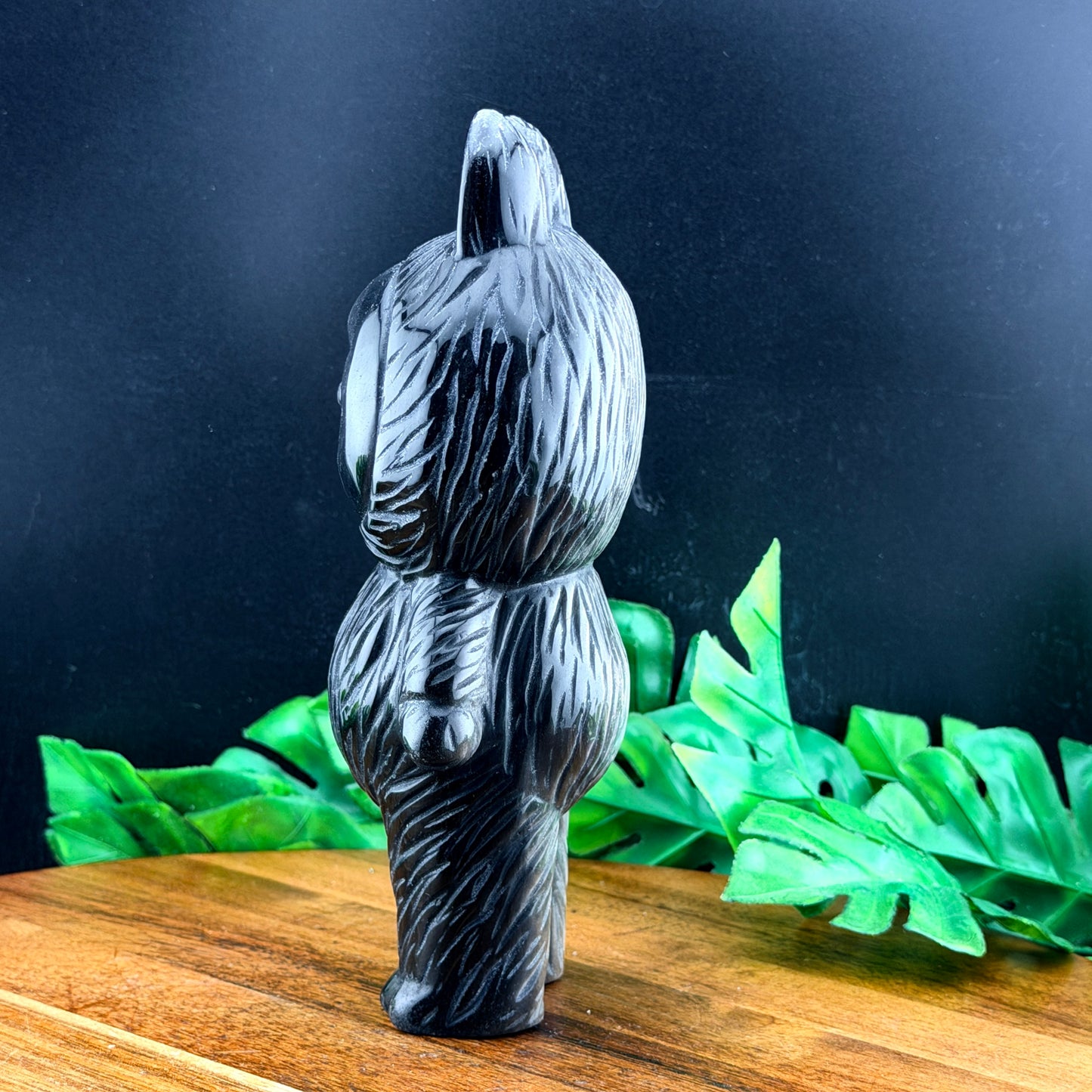 XL Silver Sheen Obsidian Labubu Carving