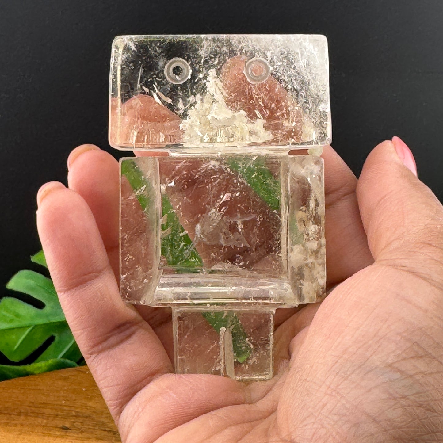 Clear Garden Quartz Friendly Robot Carving
