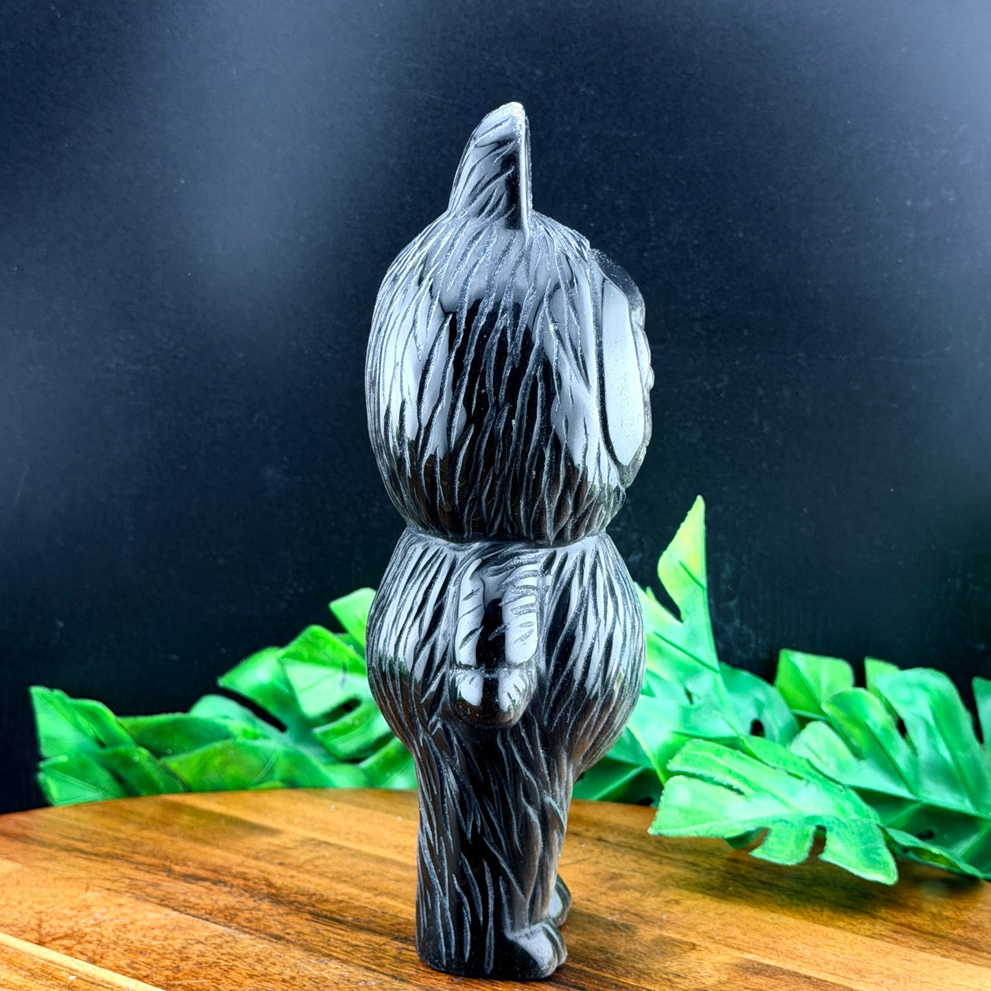 XL Silver Sheen Obsidian Labubu Carving