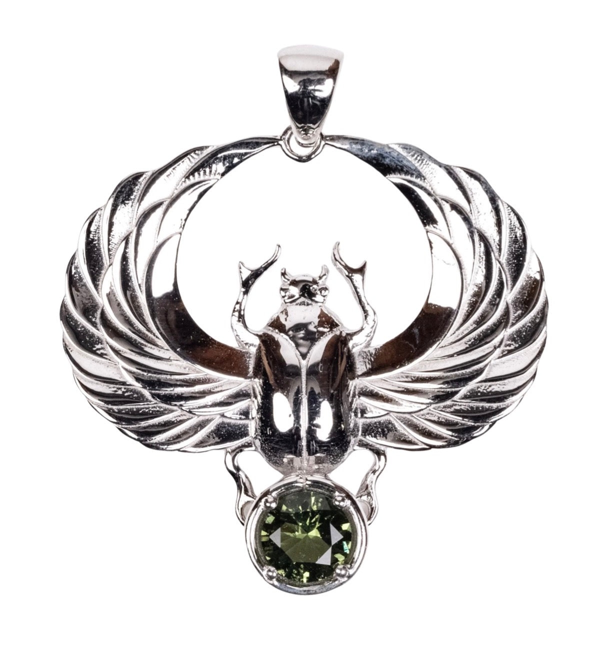 Scarab Pendant | Moldavite Gemstone .925 Silver