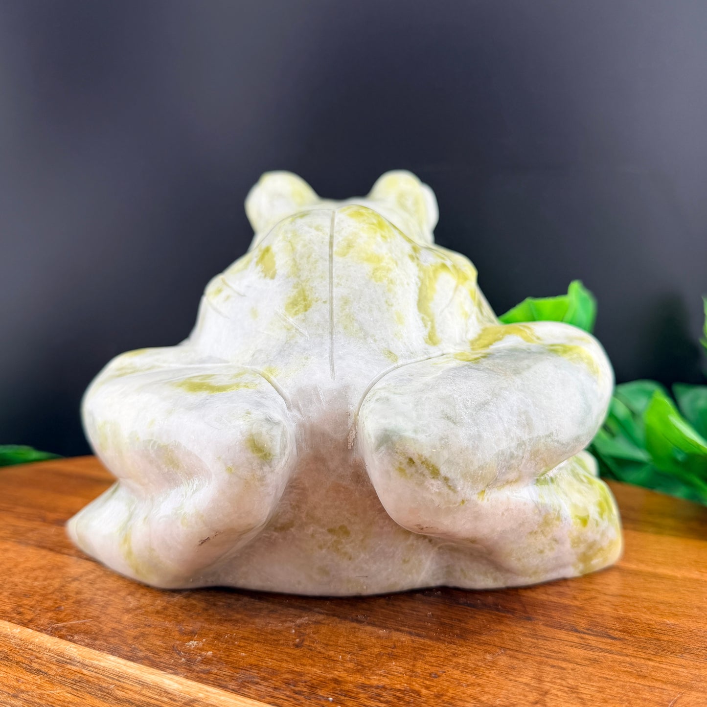XL 8 inch Yellow and White Jade Frog